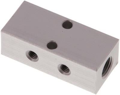 Verteilerleiste 2 x G 1/8"-4 x M 5, Aluminium eloxiert