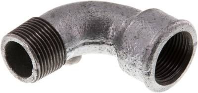 90°-Bogen Rp 3/4"(IG)-R 3/4"(AG), Temperguss verzinkt