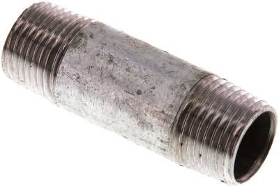 Rohrdoppelnippel R 1/2"-60mm, 50 bar, Stahlrohr ST 37 verzinkt