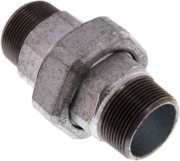 Doppelnippel trennbar R 1 1/2"-R 1 1/2", 25 bar Temperguss verzinkt