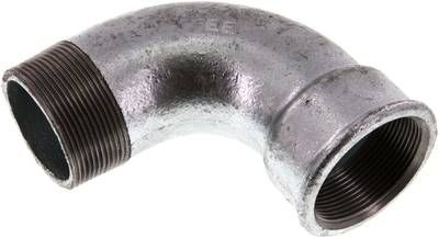 90°-Bogen Rp 2"(IG)-R 2"(AG), Temperguss verzinkt