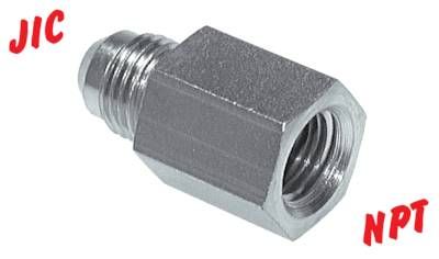 Reduziernippel UNF 9/16"-18(JIC-AG)-NPT 1/4"(IG), Stahl verzinkt