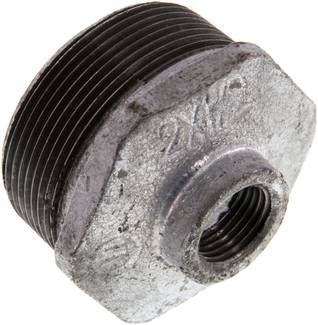 Reduziernippel R 2"(AG)-Rp 1/2"(IG), 25 bar Temperguss verzinkt