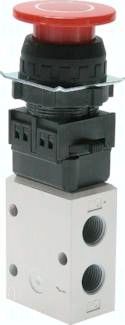 3/2-Wege Ventil G 1/4", Pilztaster rot