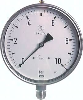 Sicherheits-Manometer senk-recht, 160mm, 0 - 100 bar