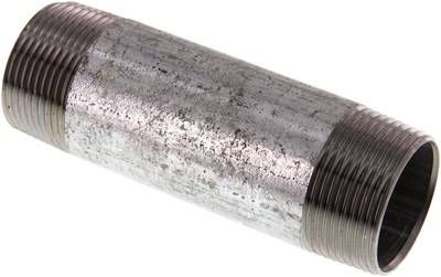 Rohrdoppelnippel R 1 1/4"-120mm, 50 bar, Stahlrohr ST 37 verzinkt