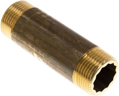 Rohrdoppelnippel G 1"-100mm, 16 bar Messing