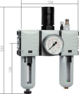 FUTURA Wartungseinheit, 3-tlg., G 3/8", 0,5 - 10 bar, Baur.1