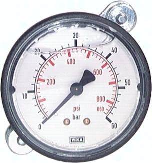 Glycerin-Einbaumanometer, KU-Frontring, 63mm, 0 - 1 bar
