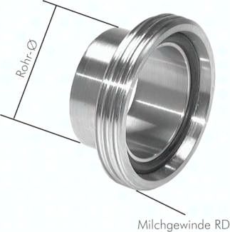 Gewindestutzen (Milchgewinde) RD95 x 1/6"-70,0mm, 1.4404