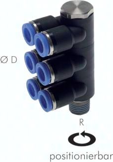Steck-Mehrfachverteiler, 6-fach R 3/8"-8mm, IQS-Standard