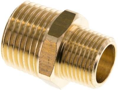 Doppelnippel R 1/2"-R 3/8", 16 bar Messing/Rotguss