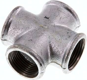 Kreuzstück Rp 1" (IG), 25 bar Temperguss verzinkt