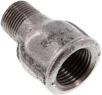 Reduziernippel R 3/8"(AG)-Rp 1/2"(IG), 25 bar Temperguss verzinkt