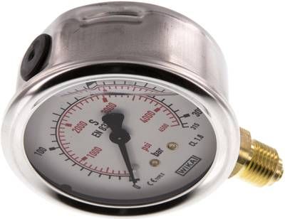 Glycerin-Manometer senkrecht (CrNi/Ms), 63mm, 0 - 315 bar