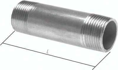 Rohrdoppelnippel R 1"-300mm, 20 bar 1.4571