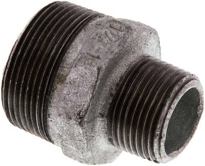 Doppelnippel R 1 1/2"-R 1", 25 bar Temperguss verzinkt