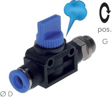 3/2-Wege-Absperrventil G 1/4"-8mm, Schlauchseite entlüftend