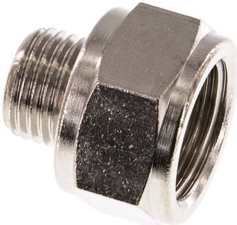 Reduziernippel G 1/4"(AG)-G 3/8"(IG), 16 bar Messing vernickelt