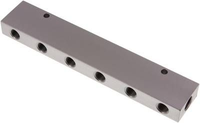 Verteilerleiste 2 x G 3/8"-12 x G 1/4", Aluminium eloxiert