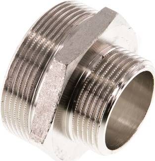 Doppelnippel G 2"-G 1 1/4", 16 bar Messing vernickelt