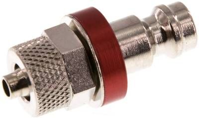 Kupplungsstecker (NW5) 6 x 4mm Schlauch, Messing vernickelt