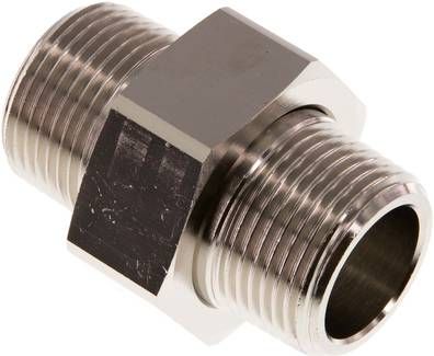 Doppelnippel trennbar R 1"-R 1", 16 bar Messing vernickelt