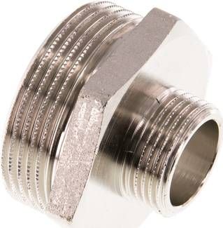 Doppelnippel G 1 1/2"-G 3/4", 16 bar Messing vernickelt