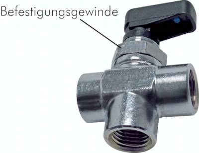 3-Wege T-Kugelhahn, Messing, L-Bohrung, G 3/8", PN 20