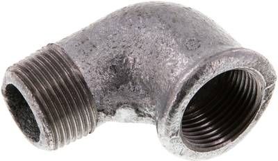 90°-Einschraubwinkel Rp 3/4"(IG)-R 3/4"(AG), 25 bar Temperguss verzinkt