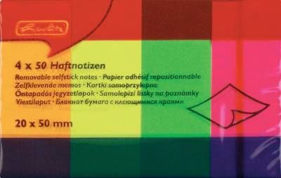 herlitz Haftnotiz, 20 x 50mm, 6x (4 x 50 Blatt), gelb, pink, orange, grün