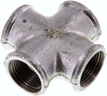 Kreuzstück Rp 3/4" (IG), 25 bar Temperguss verzinkt