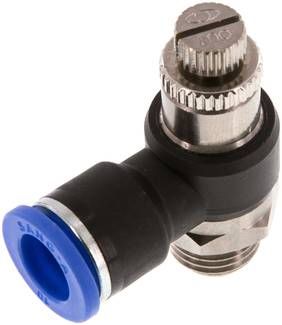 Winkel-Drosselrückschlag-ventil G 1/4"-10mm,abluftregelnd (Standard)