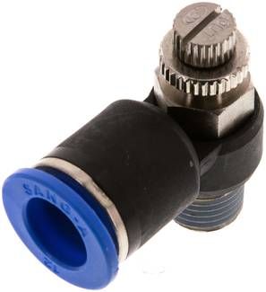 Winkel-Drosselrückschlag-ventil R 1/4"-12mm,abluftregelnd (Standard)