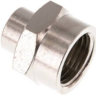 Muffe G 1/2"-G 1/4", 16 bar Messing vernickelt