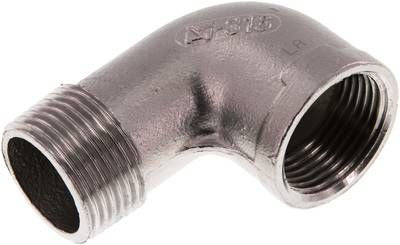 90°-Einschraubwinkel Rp 1"(IG)-R 1"(AG), 10 bar 1.4408