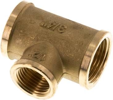 T-Stück Rp 3/4"-Rp 1/2"-Rp 3/4" (IG), 16 bar Messing