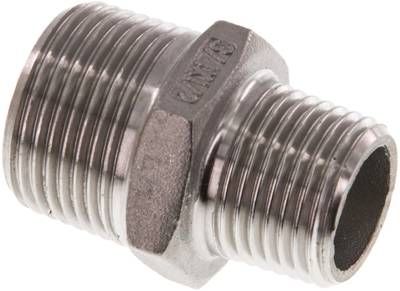 Doppelnippel R 3/4"-R 1/2", 16 bar 1.4408