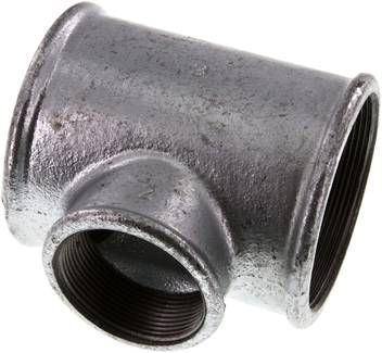 T-Stück Rp 3"-Rp 2"-Rp 3" (IG), 25 bar Temperguss verzinkt