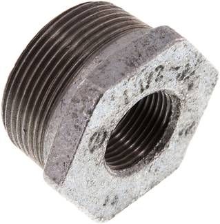 Reduziernippel R 1 1/2"(AG)-Rp 3/4"(IG), 25 bar Temperguss verzinkt