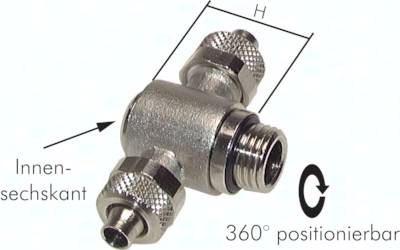 T-Verschraubung G 1/4"-6 x 4mm, Messing vernickelt, Innenskt.