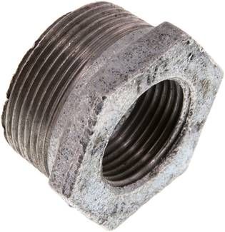 Reduziernippel R 1 1/2"(AG)-Rp 1"(IG), 25 bar Temperguss verzinkt