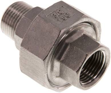 Verschraubung kon. dichtend, Rp 3/8"/R 3/8" (IG/AG)