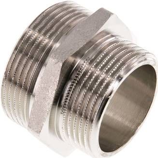 Doppelnippel G 1 1/2"-G 1 1/4", 16 bar Messing vernickelt