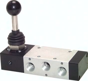 5/3-Wege Handhebelventil, G 1/4" (geschlossen) Federrückstellung
