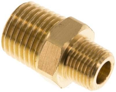 Doppelnippel R 1/4"-R 1/8", 16 bar Messing/Rotguss