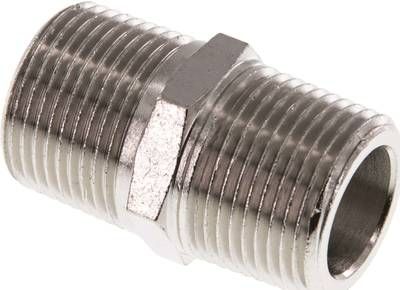 Doppelnippel R 3/4"-NPT 3/4", Messing vernickelt