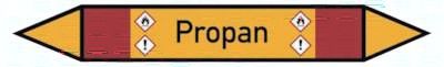 Rohrleitungskennzeichnung, 5er, 15 x 100, Propan (GHS 02/07)