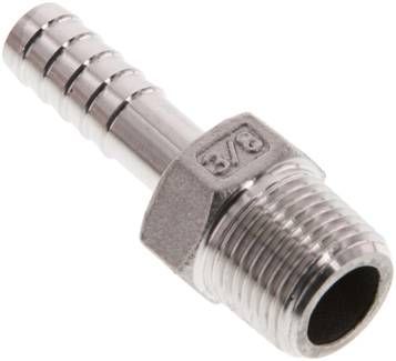 Gewindetülle NPT 3/8"-9mm, 16 bar 1.4408