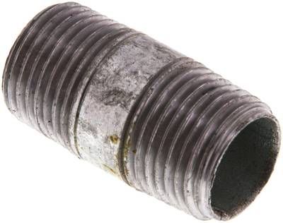 Rohrdoppelnippel R 1/2"-40mm, 50 bar, Stahlrohr ST 37 verzinkt